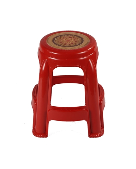 TEL Polypropylene Printed Round High Stool - Red